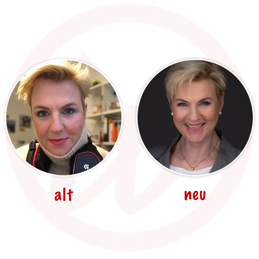 Vergleich altes vs. neues Profilbild Karin