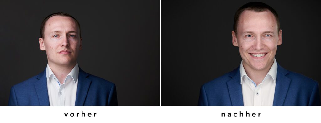 "Ich bin aber nicht fotogen" - warum das nicht stimmt - Vergleichsbild Anleitung vorher/nachher 1