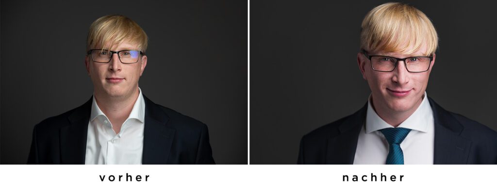 "Ich bin aber nicht fotogen" - warum das nicht stimmt - Vergleichsbild Anleitung vorher/nachher 2